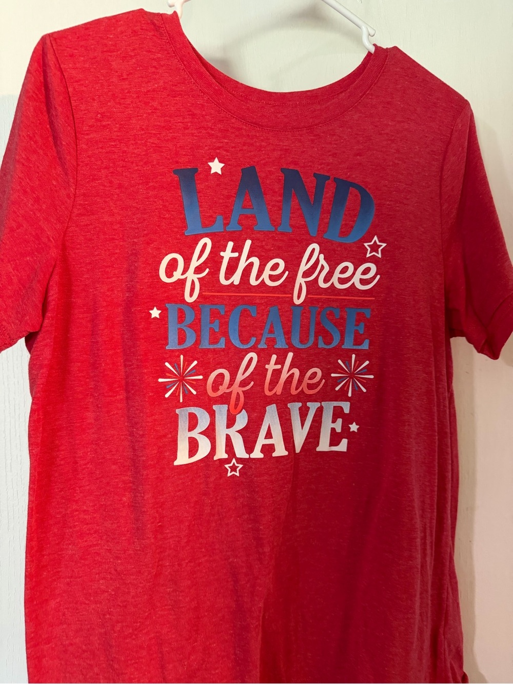 No Boundaries Red Graphic Tee - "Land of the Free Because of the Brave"